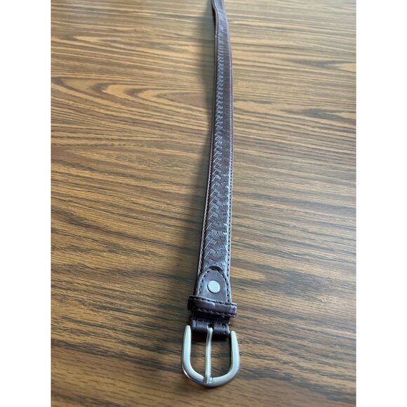 Brown genuine leather belt with silver tone buckle size 38 - Picture 2 of 5